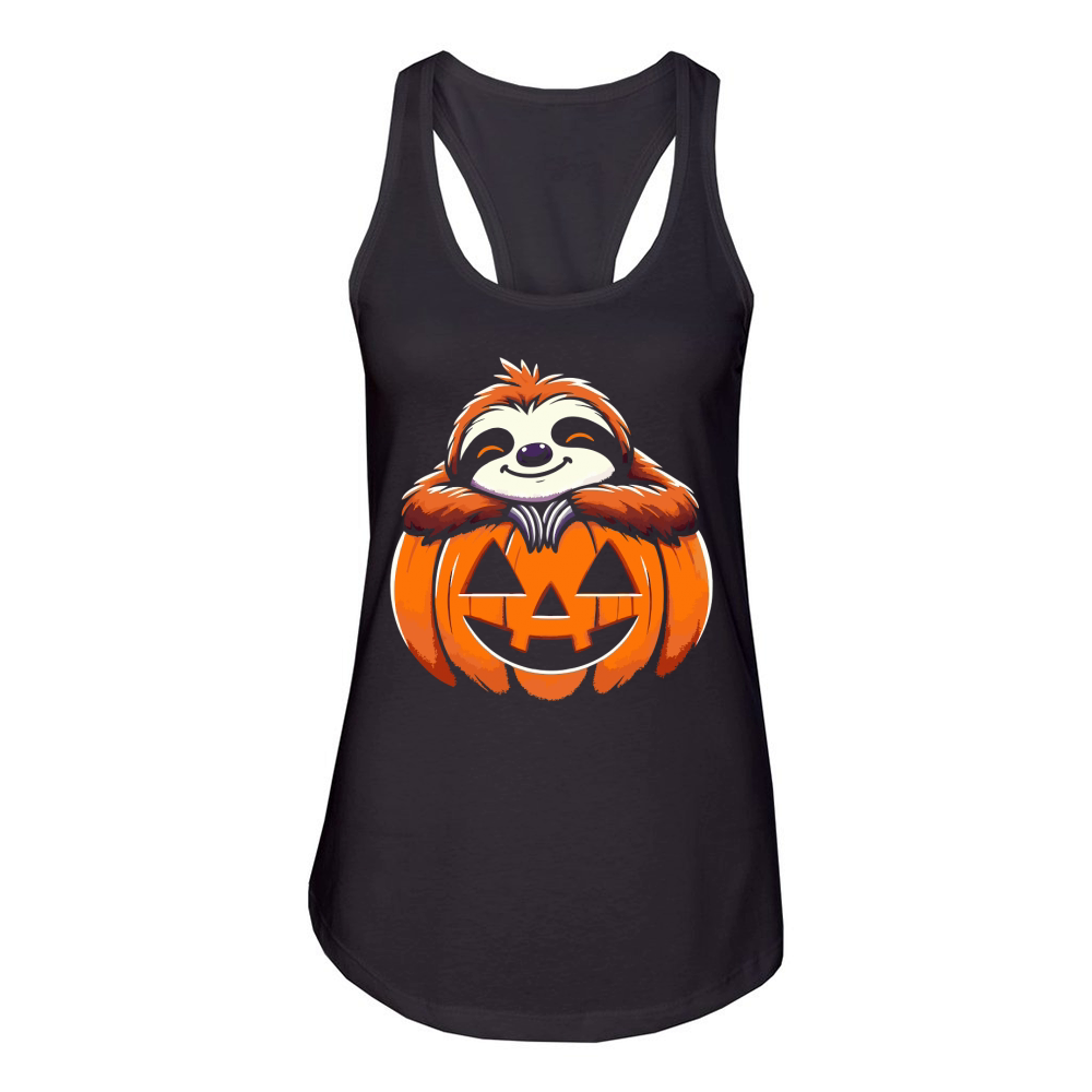 Sloth In Halloween Pumpkin Women's Racerback Tank