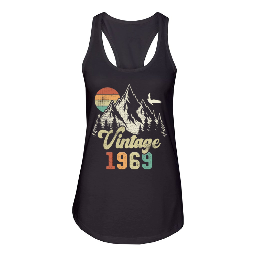 Vintage 1969 Birthday Mountains Eagle Women's Racerback Tank