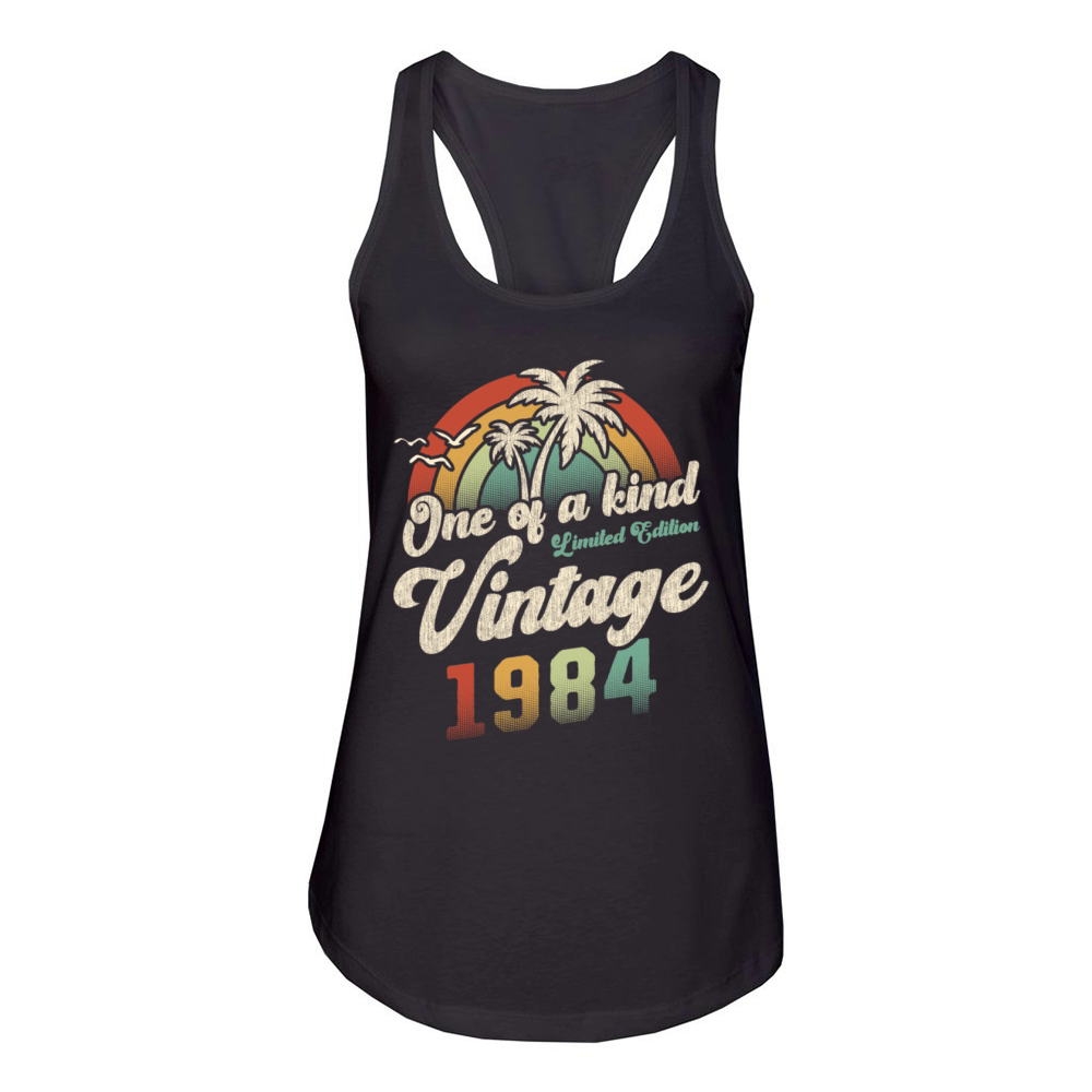 Vintage 1984 Birthday Palm Trees Women's Racerback Tank