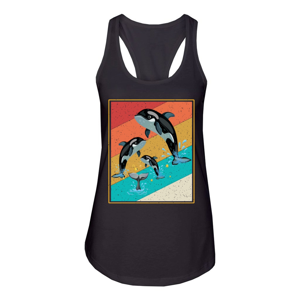 Vintage Orca Retro Style Killer Whale Women's Racerback Tank