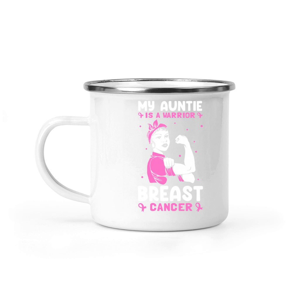 My Auntie Is A Warrior Breast Cancer Breast Cancer Camping Mug