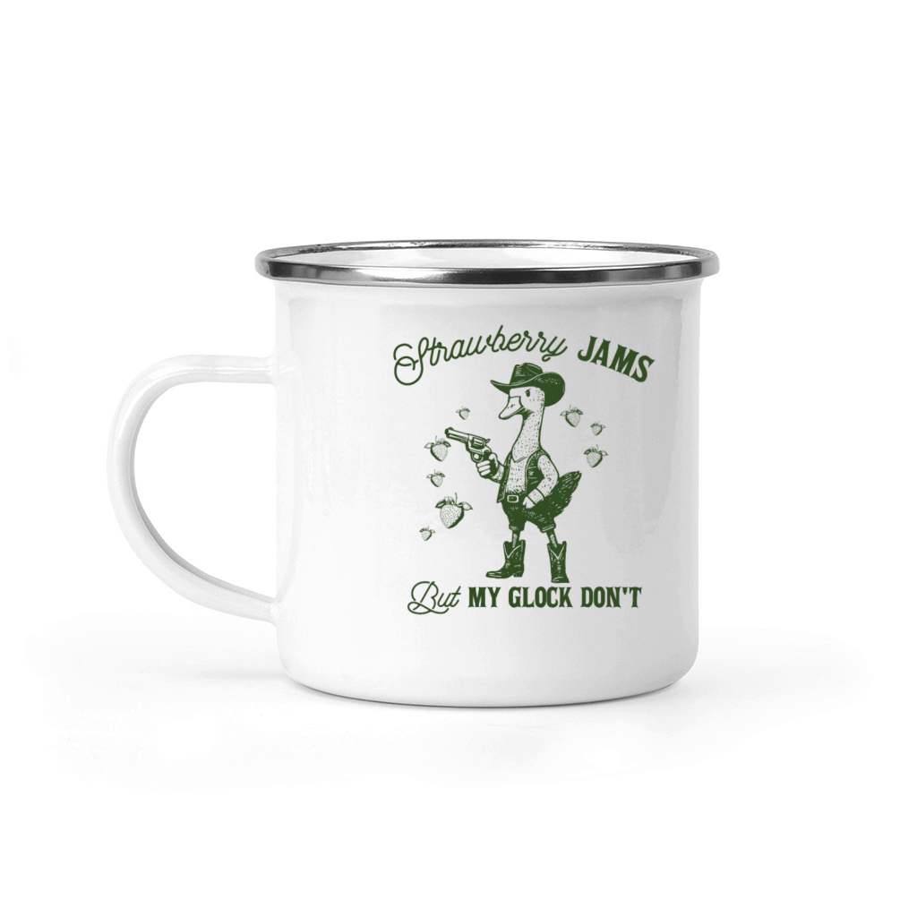Strawberry Jams But My Glock Dont Funny Duck Camping Mug