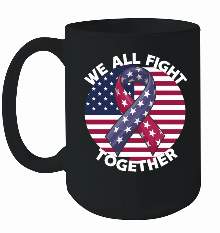 Against Cancer Patriotic American Flag Ribbon Ceramic Mug
