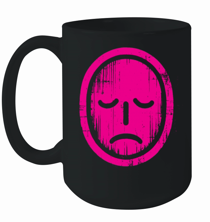 Pink Sad Face Ceramic Mug