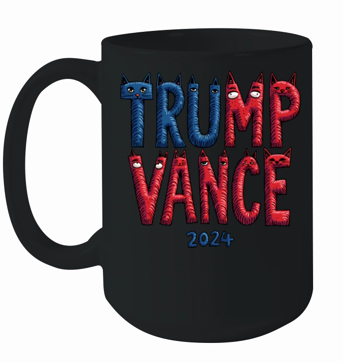 Trump Vance 2024 Outlaw Hillbilly US Flag Cat Ceramic Mug