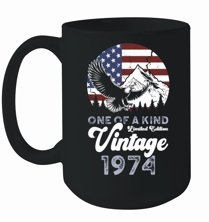 Vintage 1974 Birthday American Flag Ceramic Mug