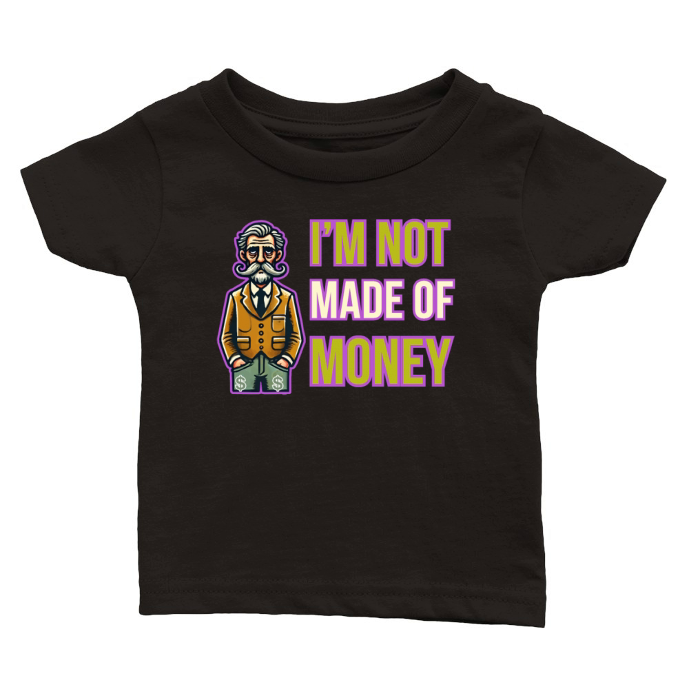 Funny "Im Not Made of Money" Retro Cartoon Design Classic Baby Crewneck T-shirt