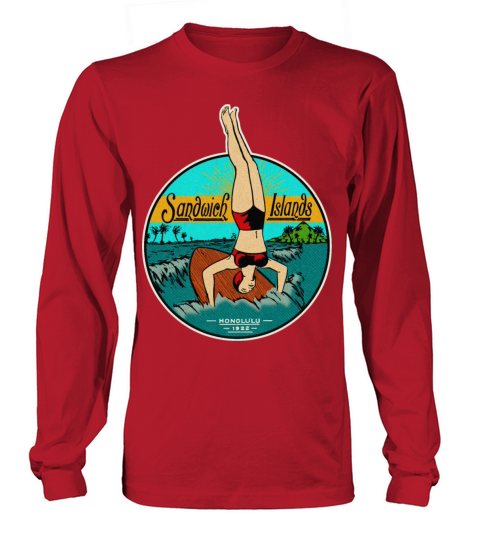 Vintage Sandwich Islands Hawaii Surfer Long sleeved Unisex