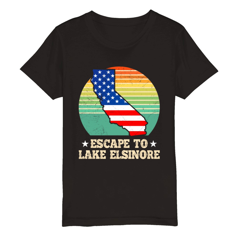 California ESCAPE TO LAKE ELSINORE Nevada Organic Kids Crewneck T-shirt