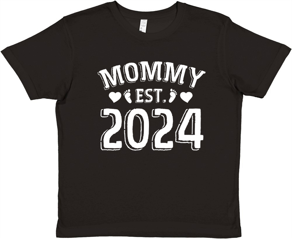 Mommy Est 2024 (2) Premium Kids Crewneck T-shirt