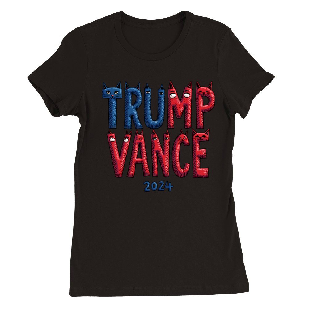 Trump Vance 2024 Outlaw Hillbilly US Flag Cat Premium Womens Crewneck T-shirt