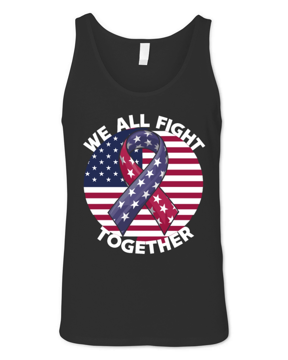 Against Cancer Patriotic American Flag Ribbon Unisex Jersey Tank