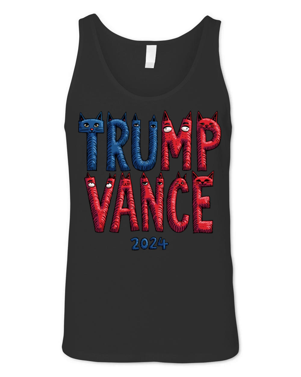 Trump Vance 2024 Outlaw Hillbilly US Flag Cat Unisex Jersey Tank