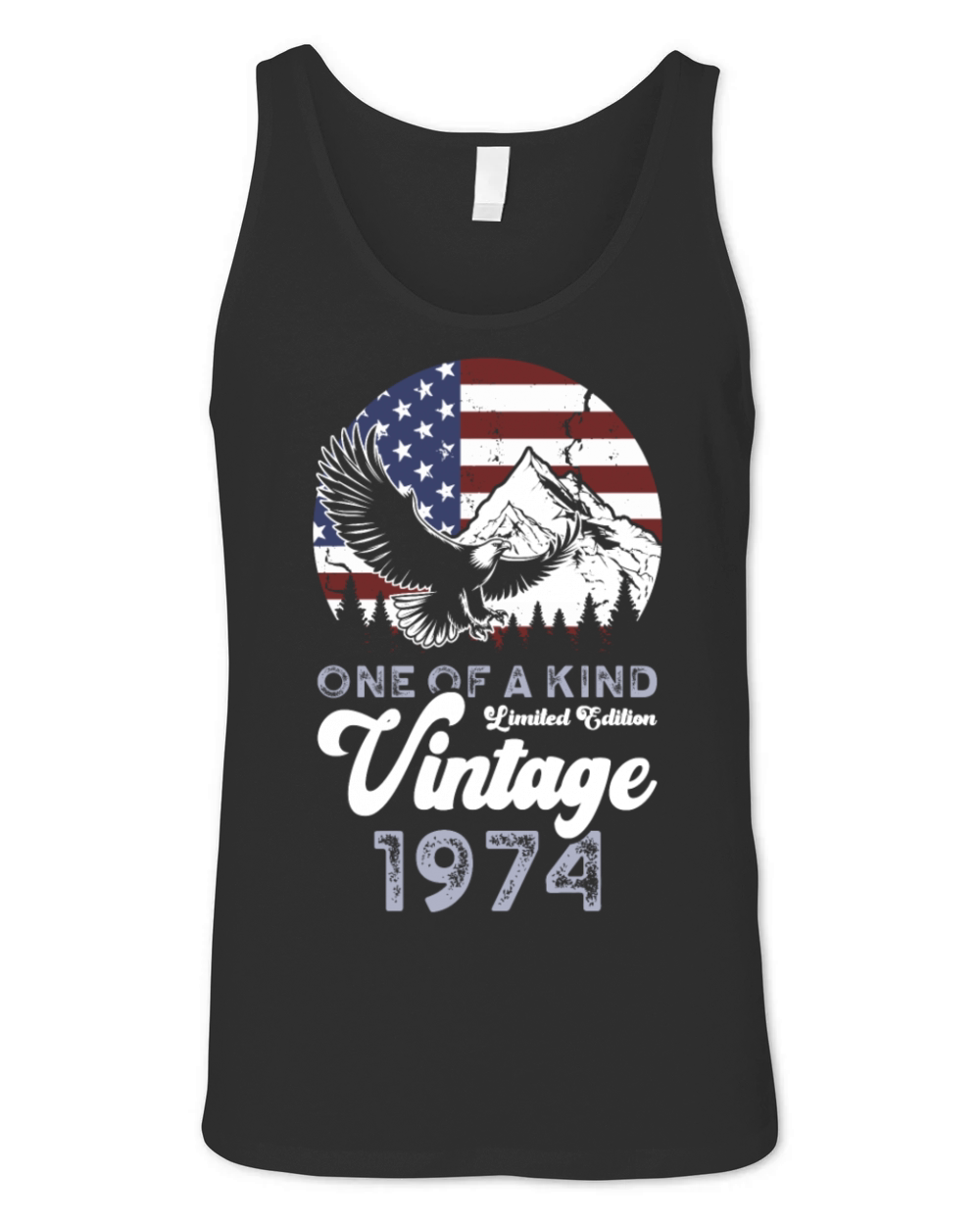 Vintage 1974 Birthday American Flag Unisex Jersey Tank