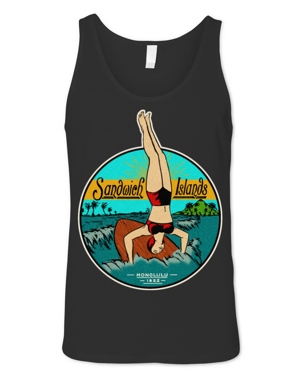 Vintage Sandwich Islands Hawaii Surfer Unisex Jersey Tank