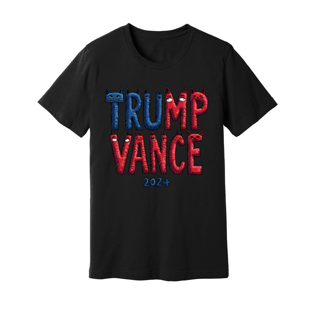 Trump Vance 2024 Outlaw Hillbilly US Flag Cat Unisex Jersey Tee