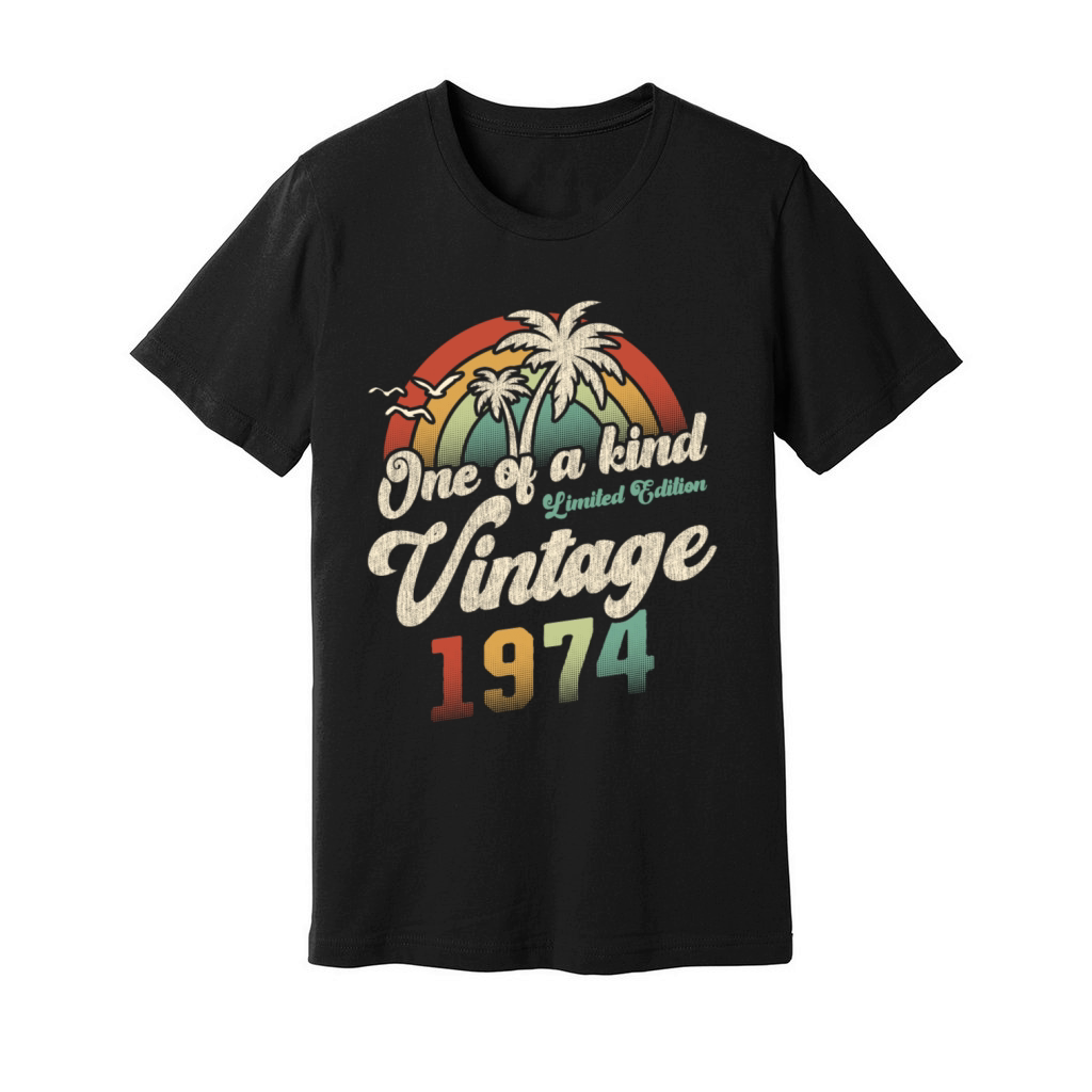 Vintage 1974 Birthday Palm Trees Unisex Jersey Tee