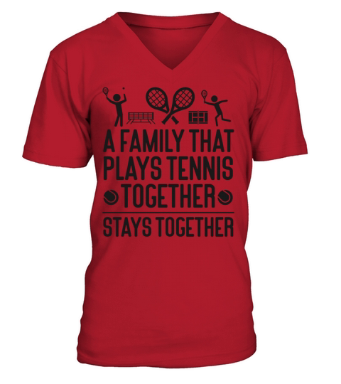 Funny Tennis Player Racket Family V-Neck T-shirt