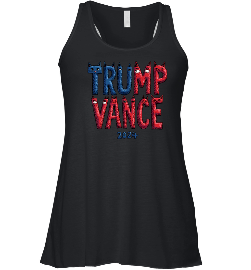 Trump Vance 2024 Outlaw Hillbilly US Flag Cat Women's Flowy Tank Top