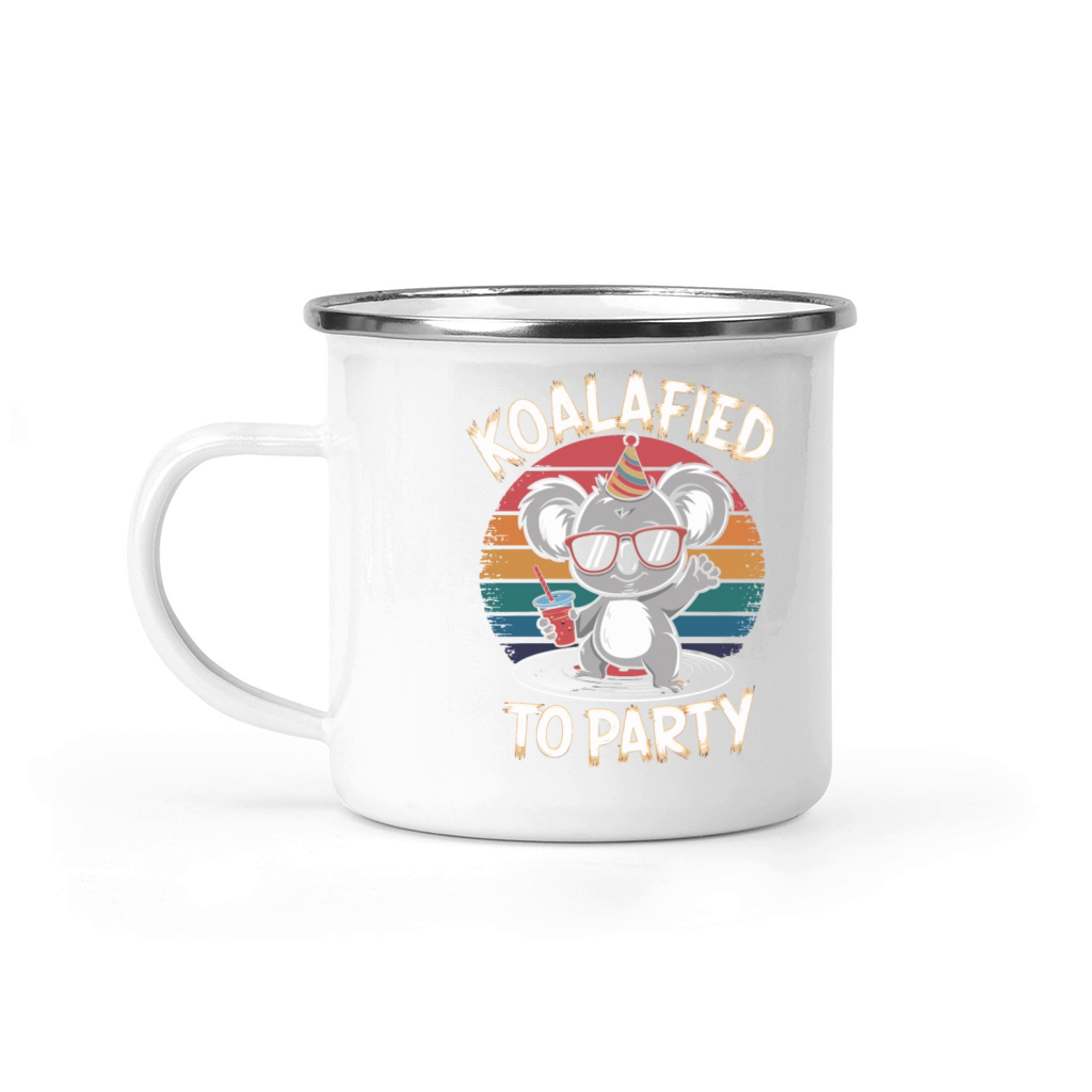 Koalafied To Party Retro Koala With Drink Camping Mug