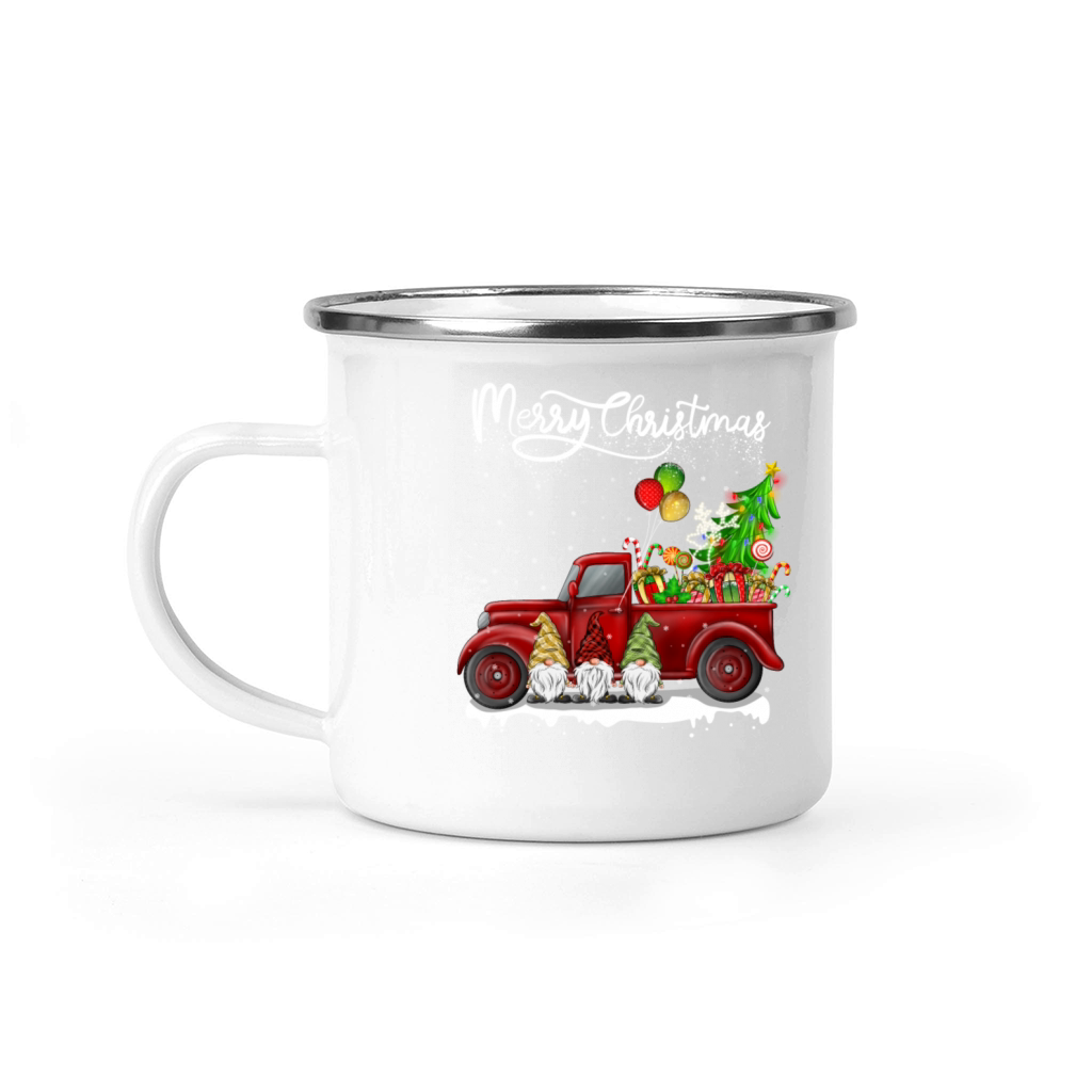 Merry Christmas Vintage Red Truck Gnomes Camping Mug