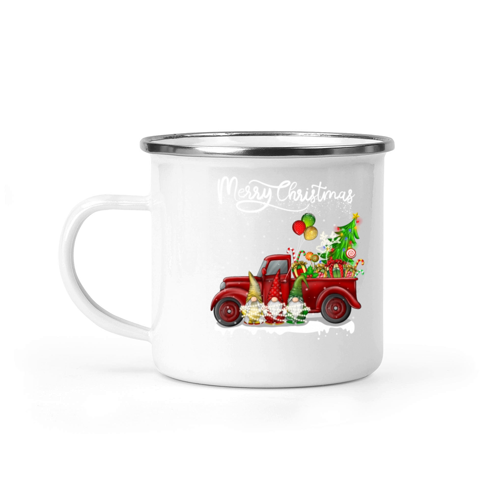 Merry Christmas Vintage Red Truck Gnomes Camping Mug