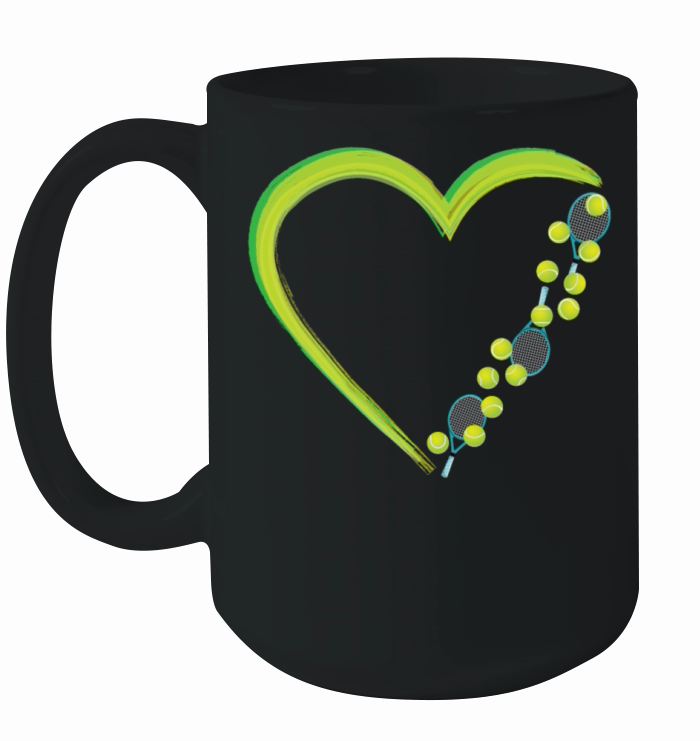 Funny Tennis Player Racket Heart Ceramic Mug