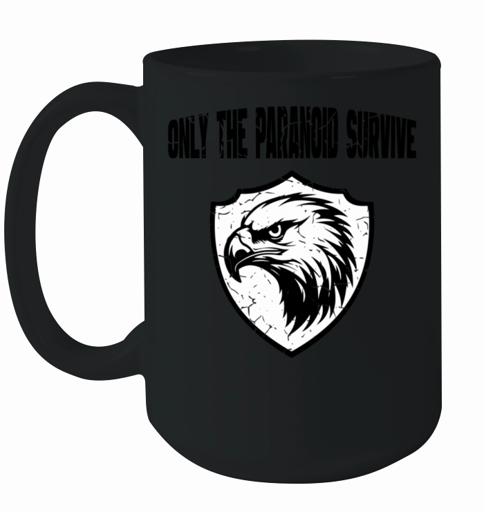 Only The Paranoid Survive Vintage Black Ceramic Mug