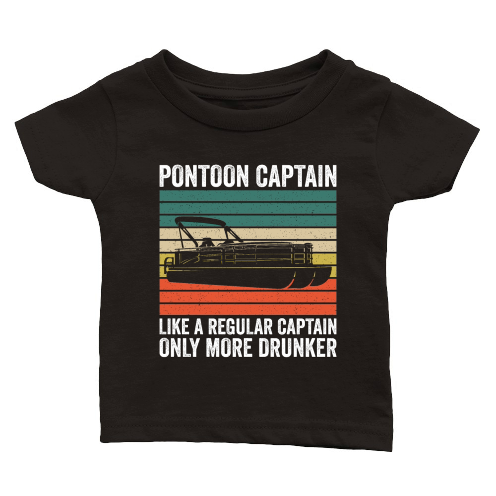 Pontoon Captain Like A Regular Captain Boat Vintag Classic Baby Crewneck T-shirt