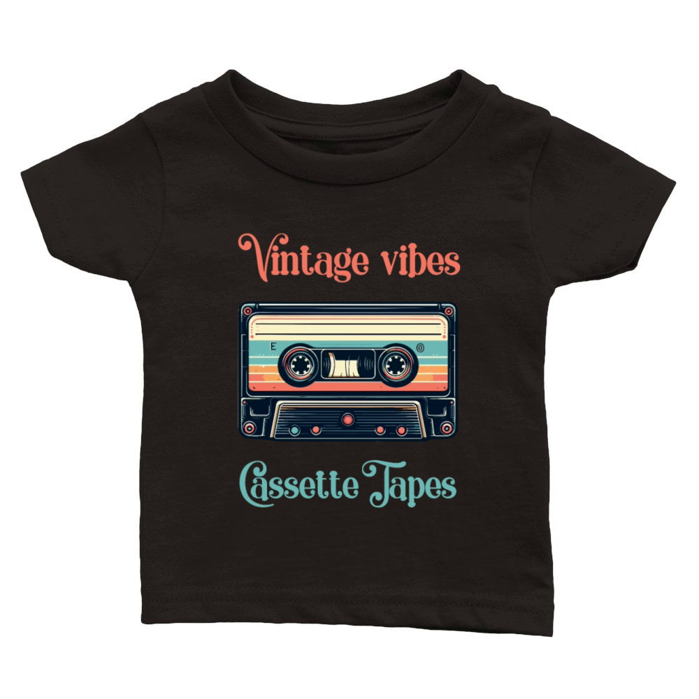 Retro cassette Vintage vibes cassette tapes Classic Baby Crewneck T-shirt