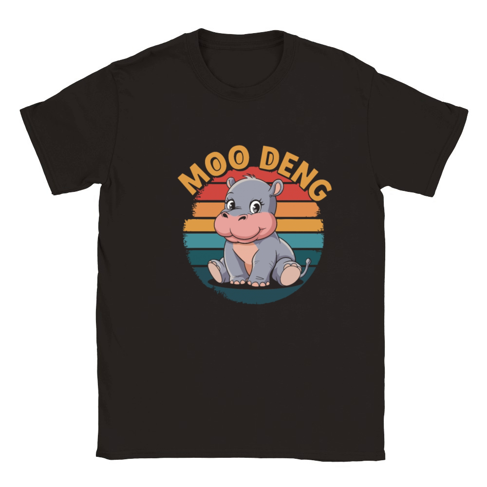 Cute Baby Hippo Moo Deng Thailand Hippopotamus Classic Kids Crewneck T-shirt