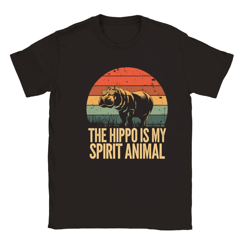The Hippo Is My Spirit Animal Retro Design Classic Kids Crewneck T-shirt