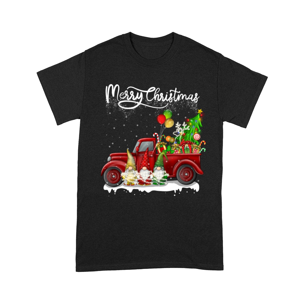 Merry Christmas Vintage Red Truck Gnomes Comfort T-shirt