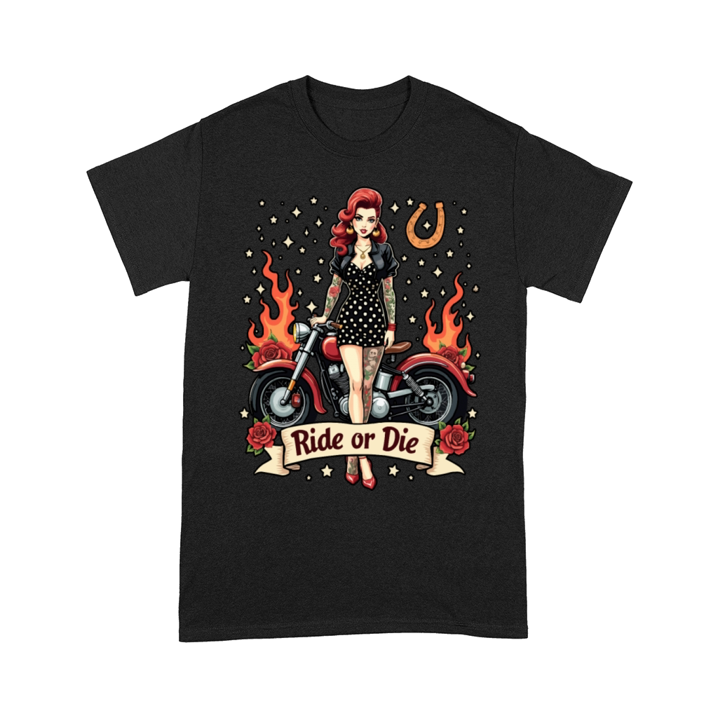 Ride or Die Pinup with Motorcycle Comfort T-shirt