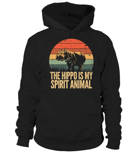 The Hippo Is My Spirit Animal Retro Design Hoodie Unisex