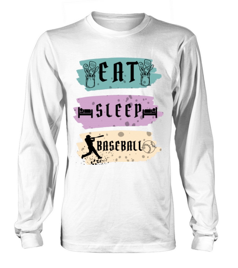Eat Sleep Baseball Baseball Player Funny Baseball Long sleeved Unisex
