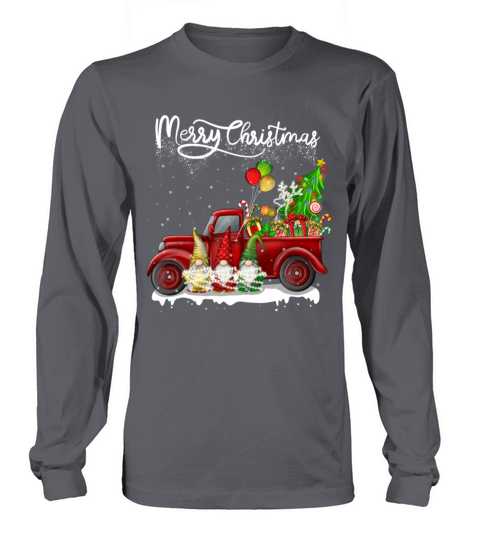 Merry Christmas Vintage Red Truck Gnomes Long sleeved Unisex