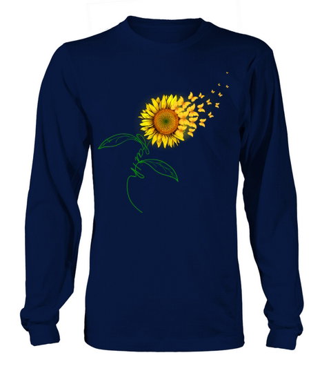 Vintage Faith Cross Sunflower Butterflies Flowers Long sleeved Unisex