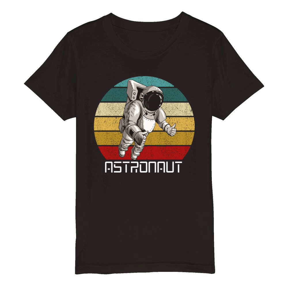 Astronaut Stargazers Space Lover Retro Vintage Organic Kids Crewneck T-shirt