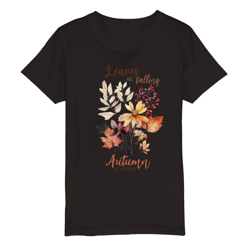 Colorful Fall Flowers and Quote Organic Kids Crewneck T-shirt