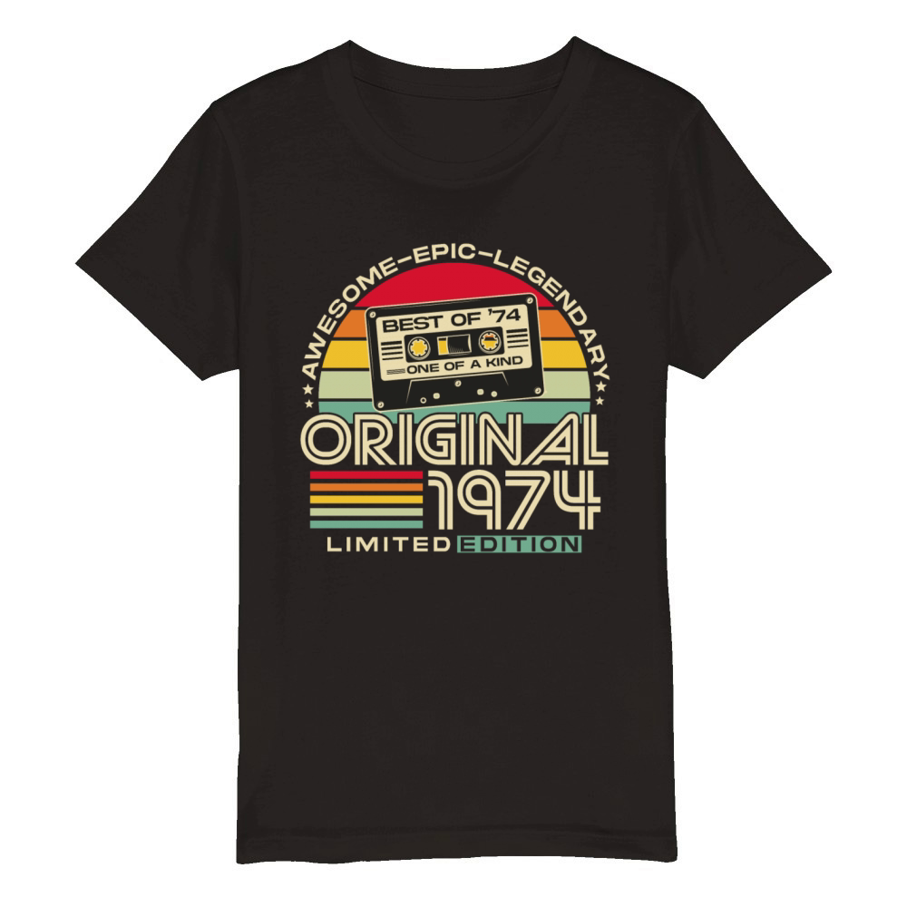 Vintage 1974 Retro 50th birthday Organic Kids Crewneck T-shirt