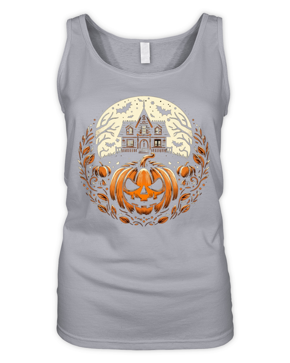 Halloween pumpkin and haunted house Organic Women's Tank Top