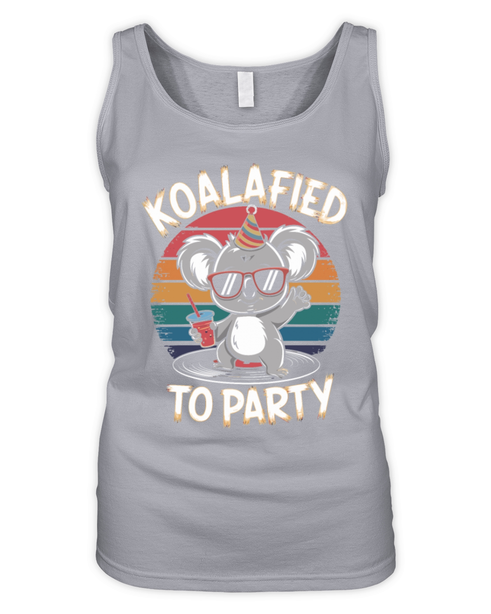 Koalafied To Party Retro Koala With Drink Organic Women's Tank Top