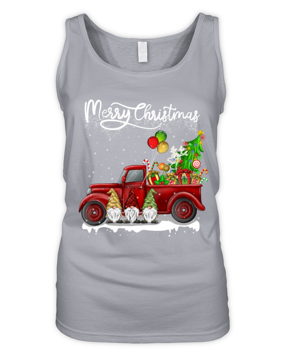 Merry Christmas Vintage Red Truck Gnomes Organic Women's Tank Top