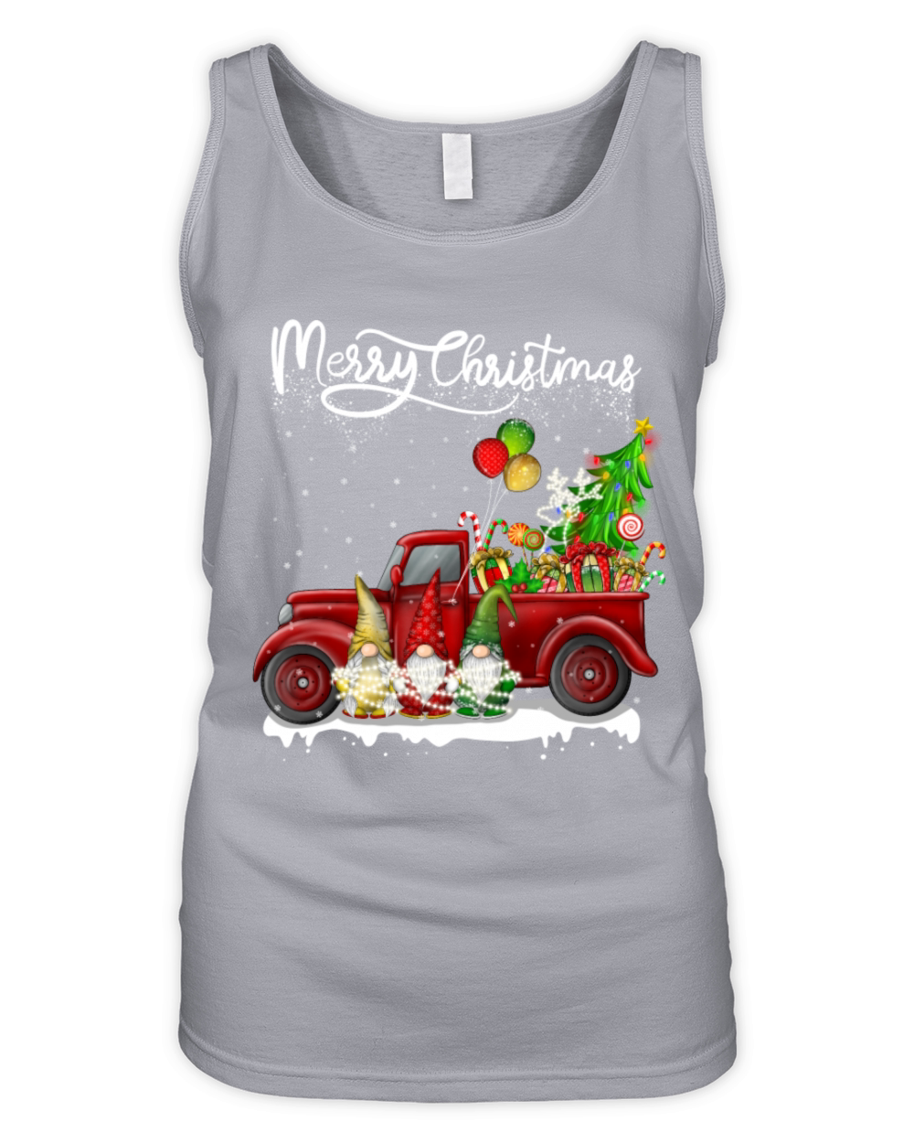 Merry Christmas Vintage Red Truck Gnomes Organic Women's Tank Top