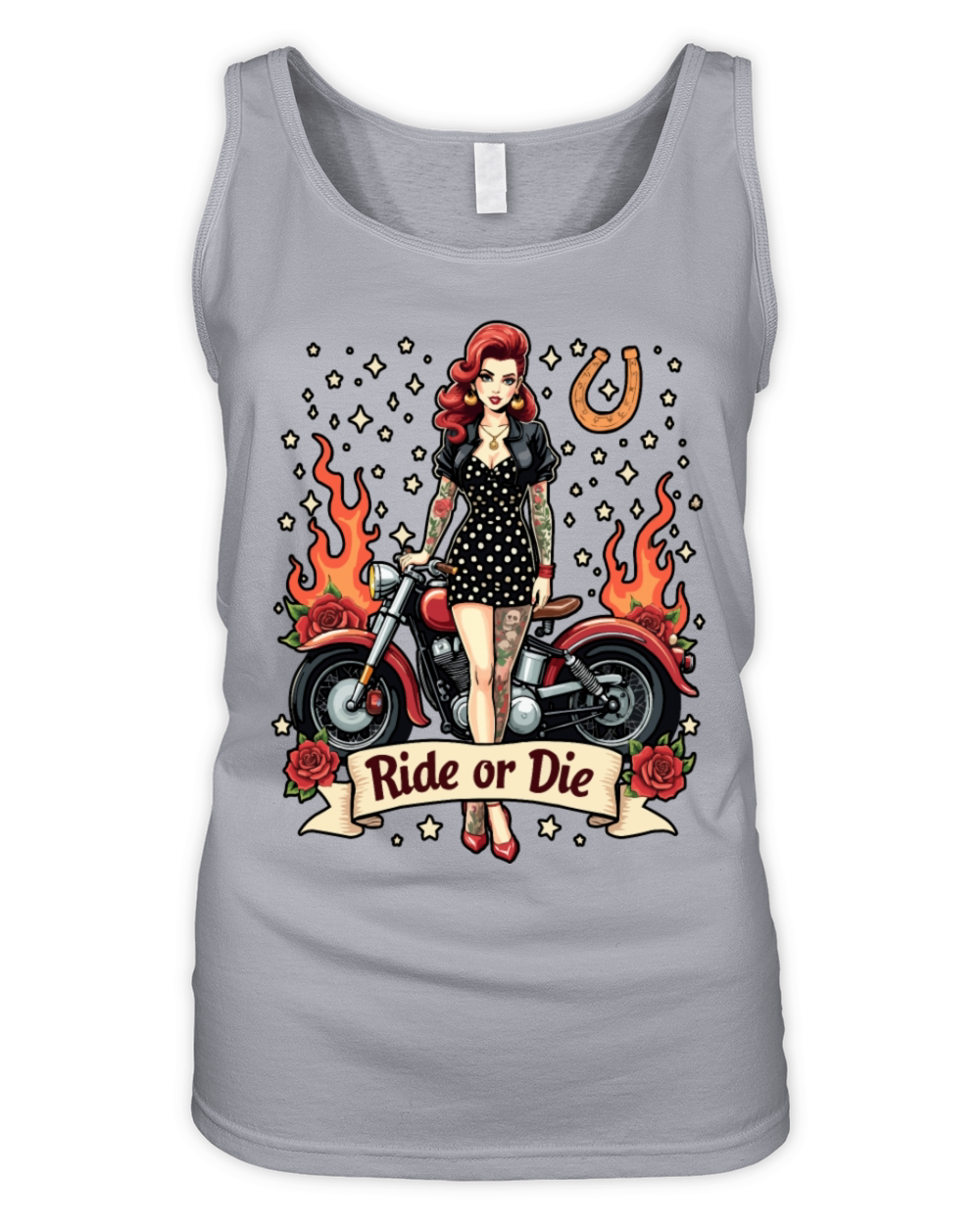 Ride or Die Pinup with Motorcycle Organic Women's Tank Top