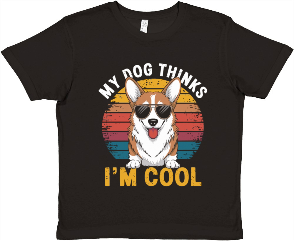 Corgi My Dog Thinks Im Cool Premium Kids Crewneck T-shirt