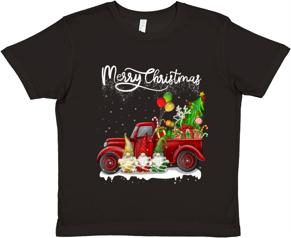 Merry Christmas Vintage Red Truck Gnomes Premium Kids Crewneck T-shirt