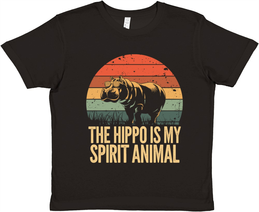 The Hippo Is My Spirit Animal Retro Design Premium Kids Crewneck T-shirt