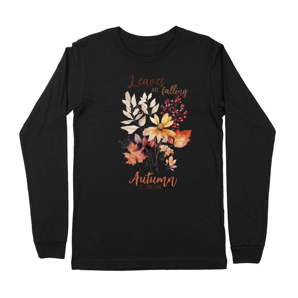 Colorful Fall Flowers and Quote Premium Long Sleeve